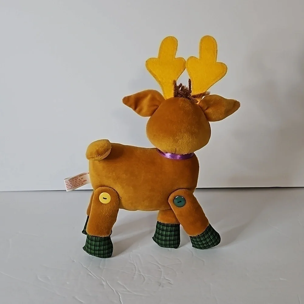 Vintage 2001  REINDEER Red Noise Patchwork Plush Pre-owned